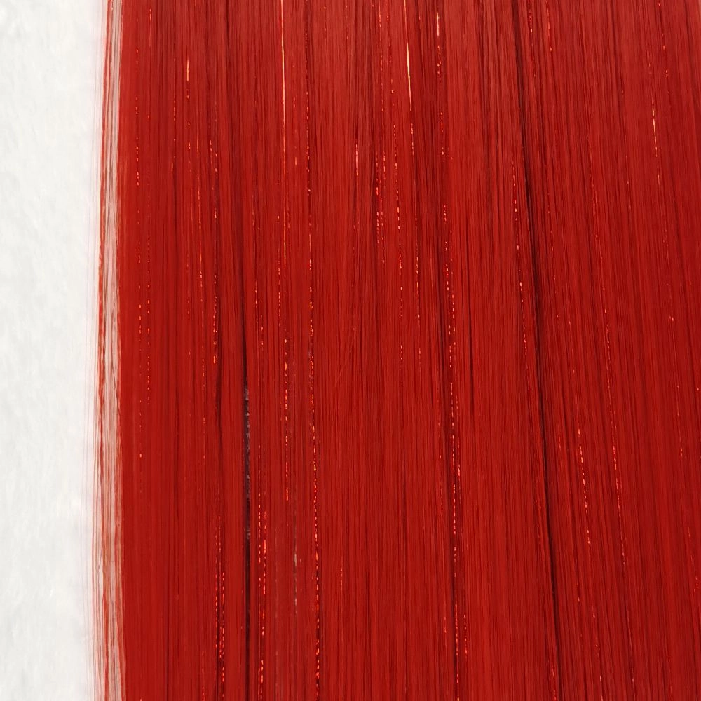 35" Tinsel Blended Weft Extension - Apple Red