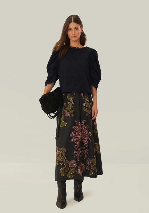 3d Flowers Blou 338615 Black