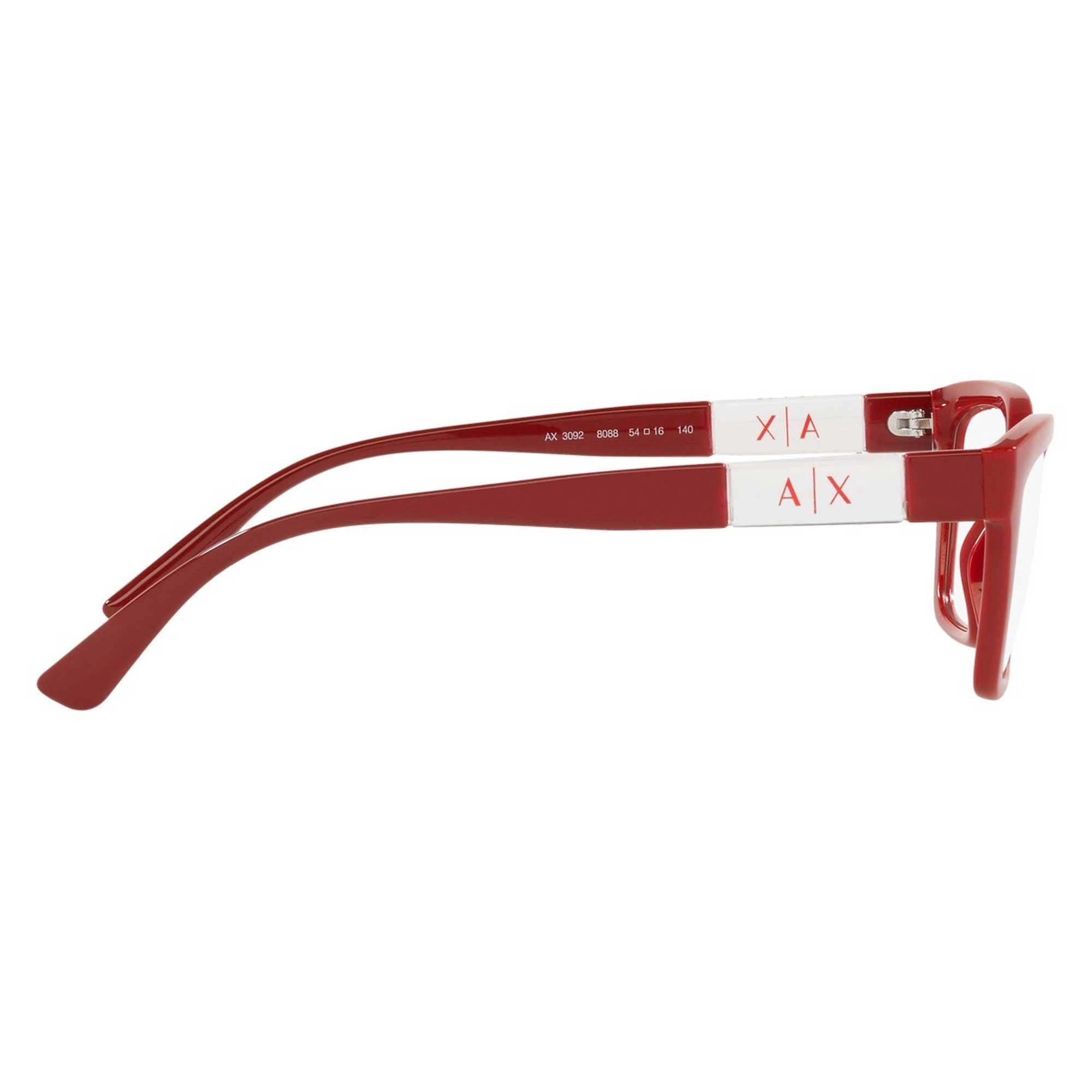 Armani Exchange Women's Eyeglasses - Demo Lens Shiny Red Plastic Frame | 0AX3092F 8088