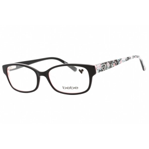 Bebe Women's Eyeglasses - Jet Plastic Rectangular Fixed Nose Pads Frame | BB5183 001