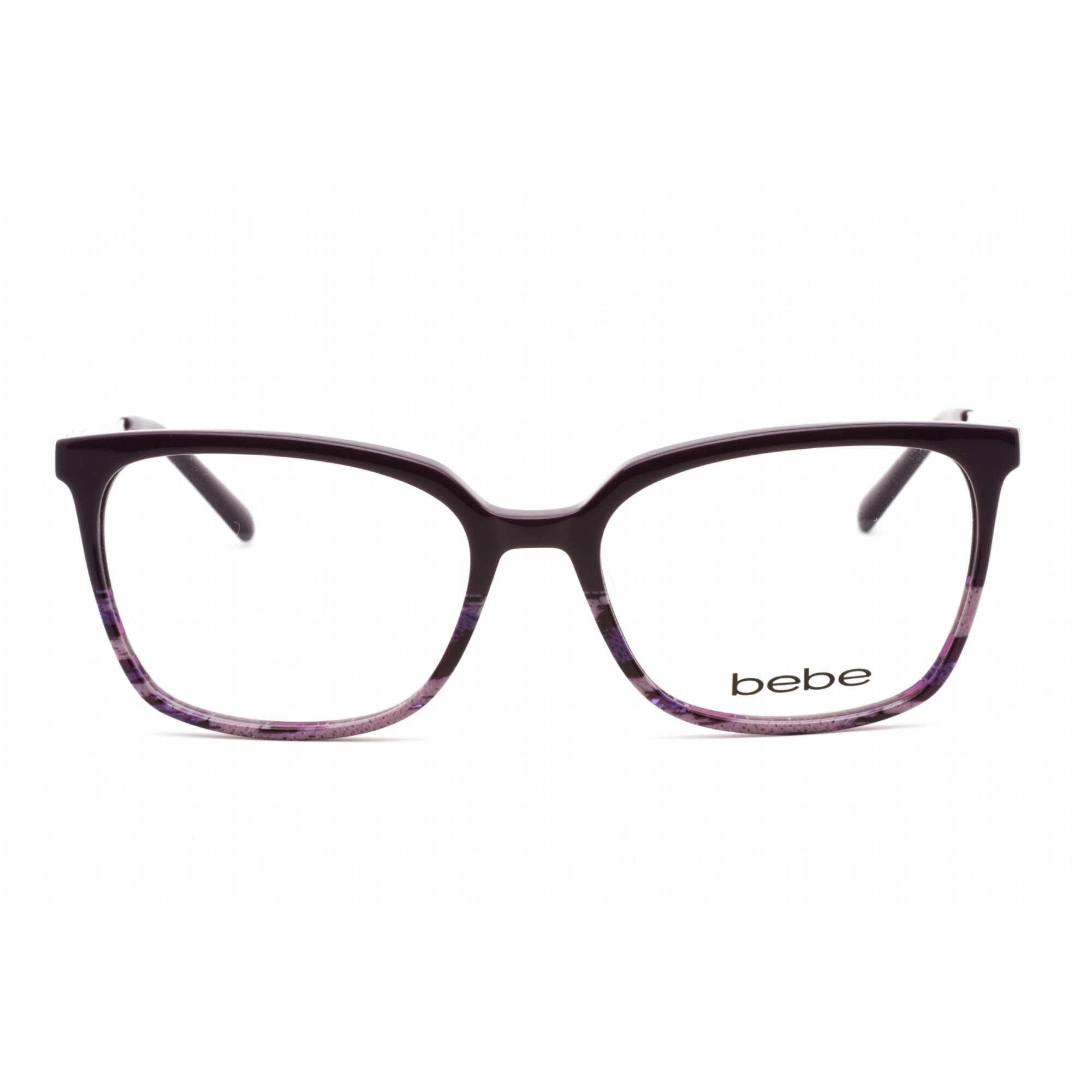 Bebe Women's Eyeglasses - Plum Animal Rectangular Shape Frame Clear Lens | BB5197 500