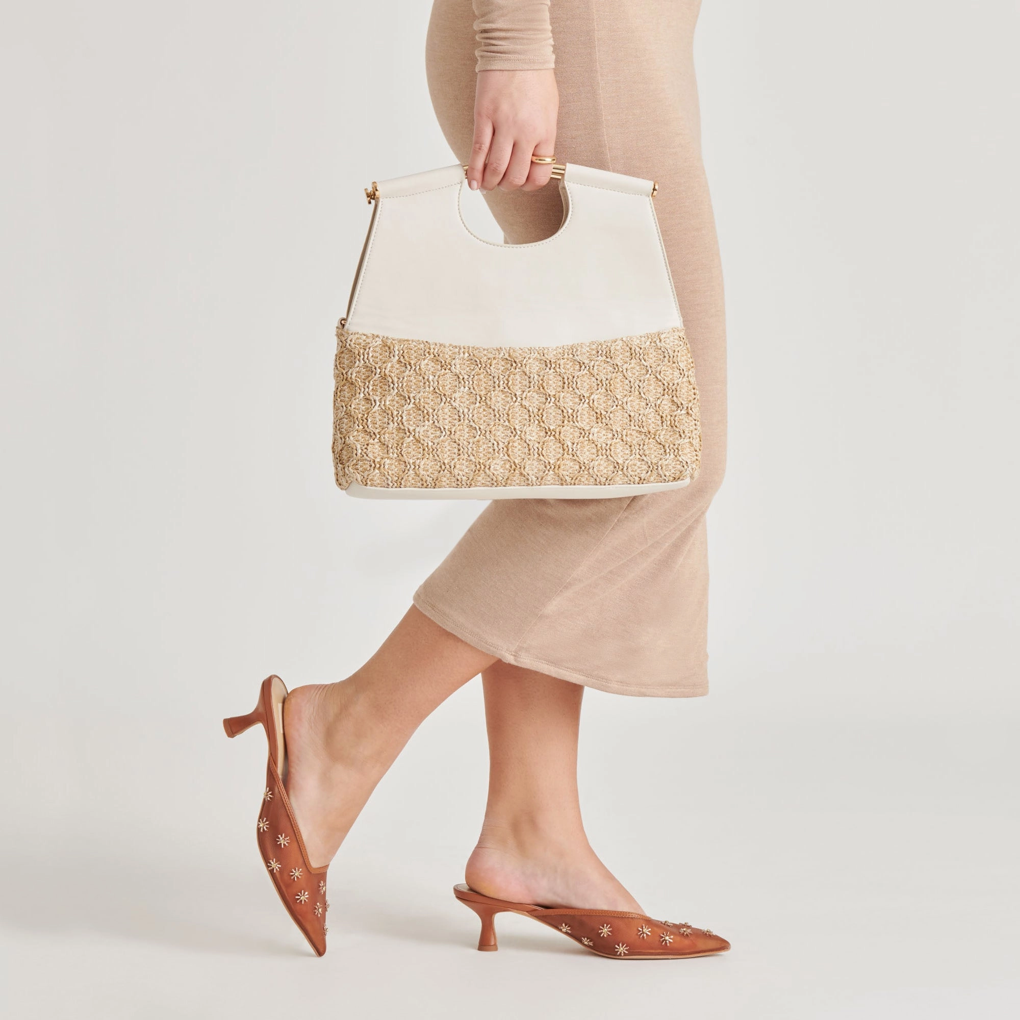 BIANCA CLUTCH IVORY NATURAL RAFFIA
