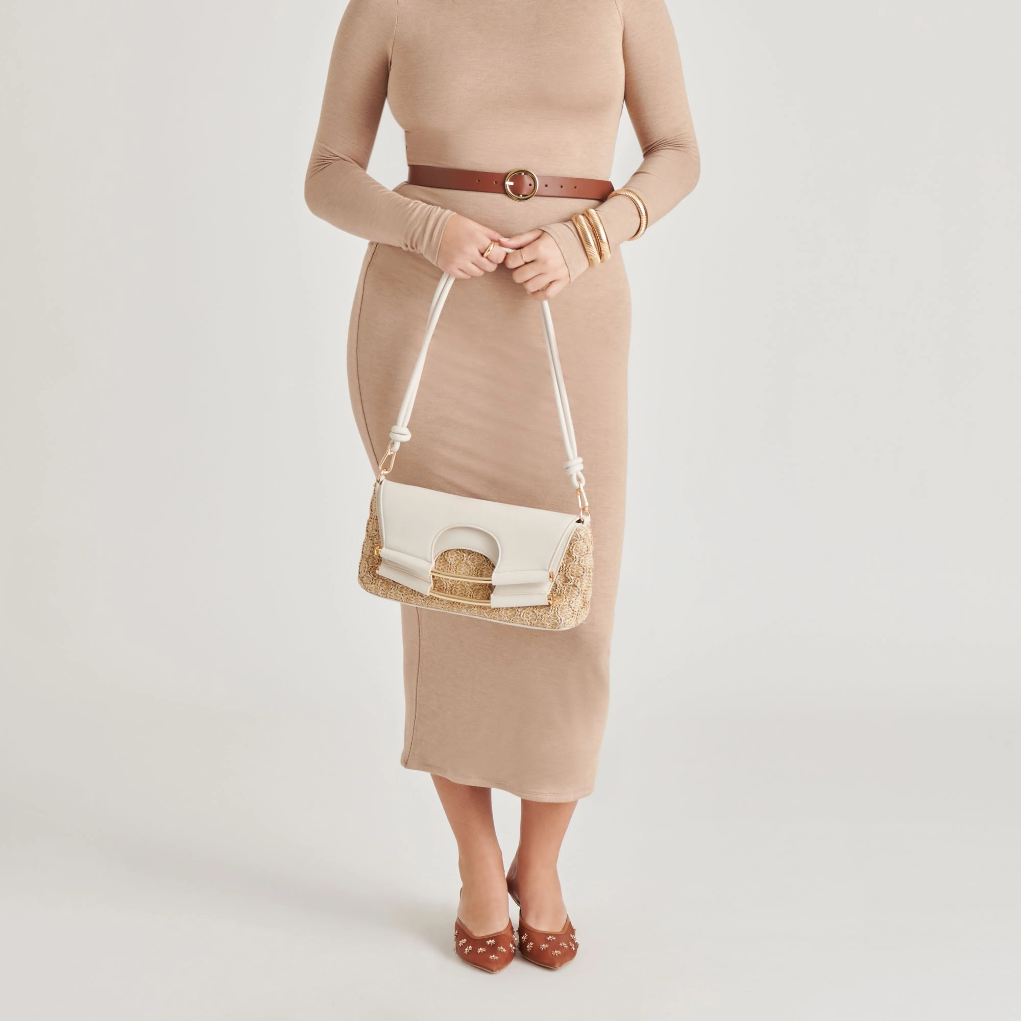 BIANCA CLUTCH IVORY NATURAL RAFFIA
