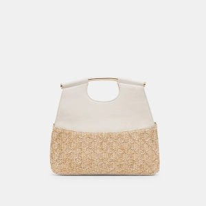 BIANCA CLUTCH IVORY NATURAL RAFFIA