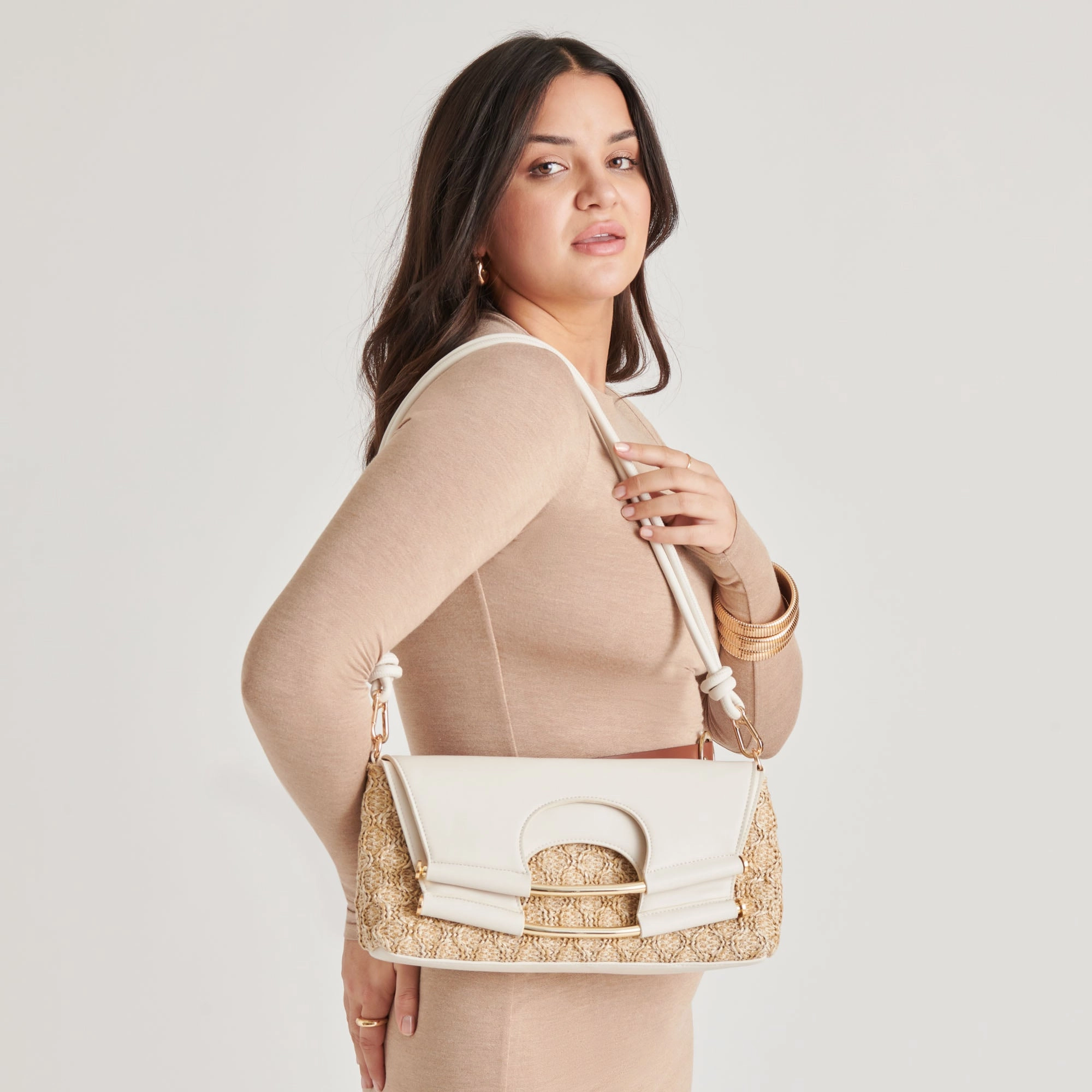 BIANCA CLUTCH IVORY NATURAL RAFFIA