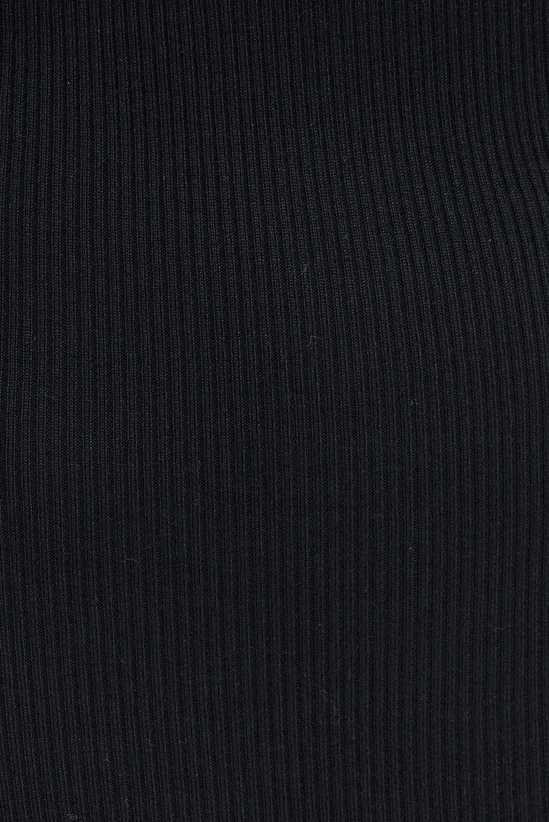 Black Knit Midi Dress Square Neck Sleeveless