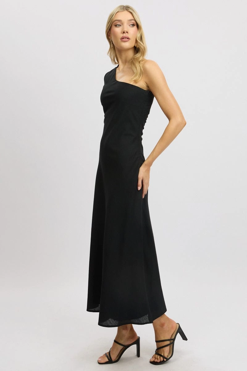 Black One Shoulder Maxi Dress