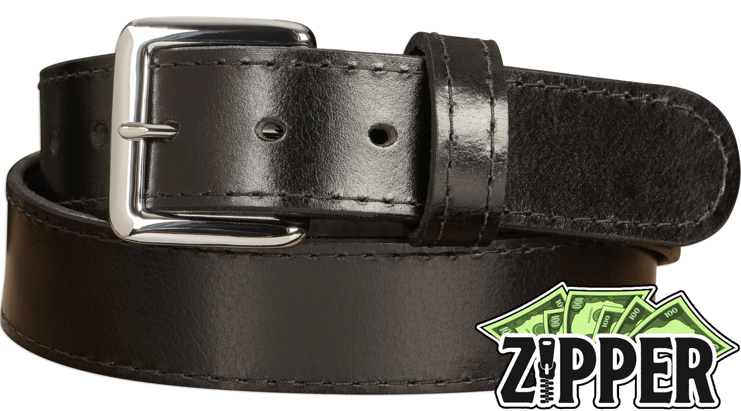 Black Water Buffalo Money Belt With 25" Zipper 1.50" Wide
