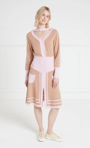 Bretton Knit Dress - Pink/Camel