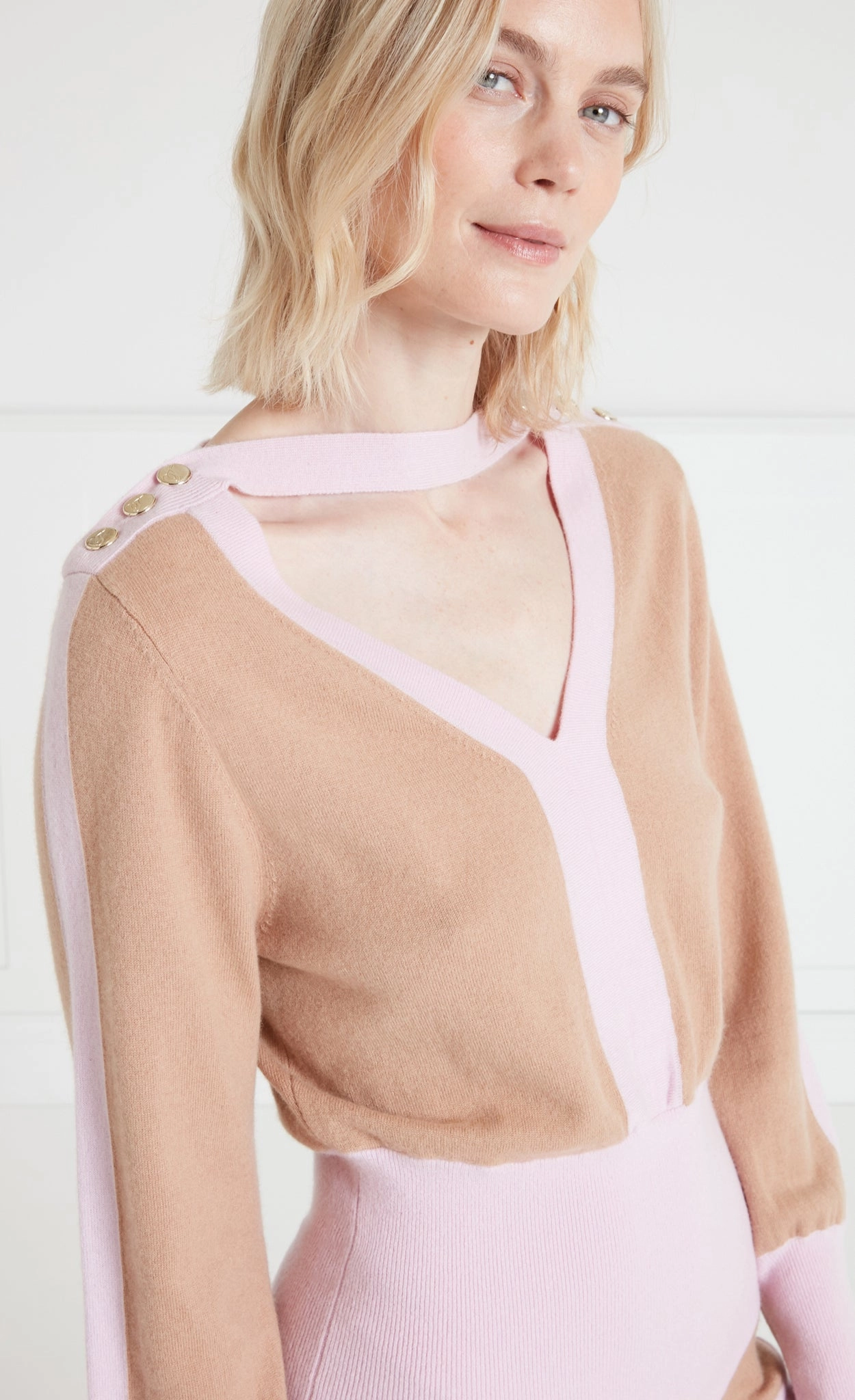 Bretton Knit Dress - Pink/Camel