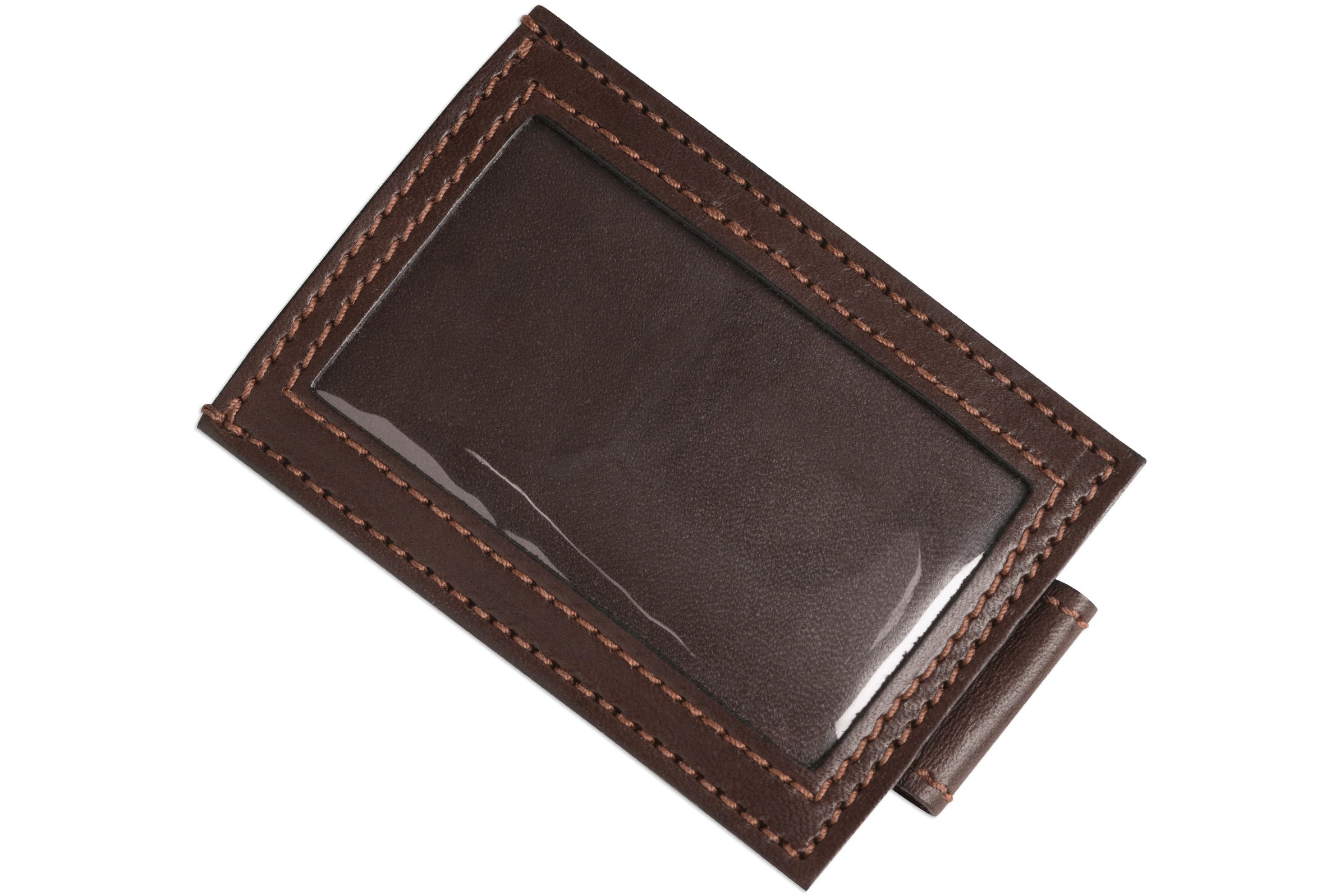 Brown Premium Leather Slim ID Wallet With Magnetic Money Clip