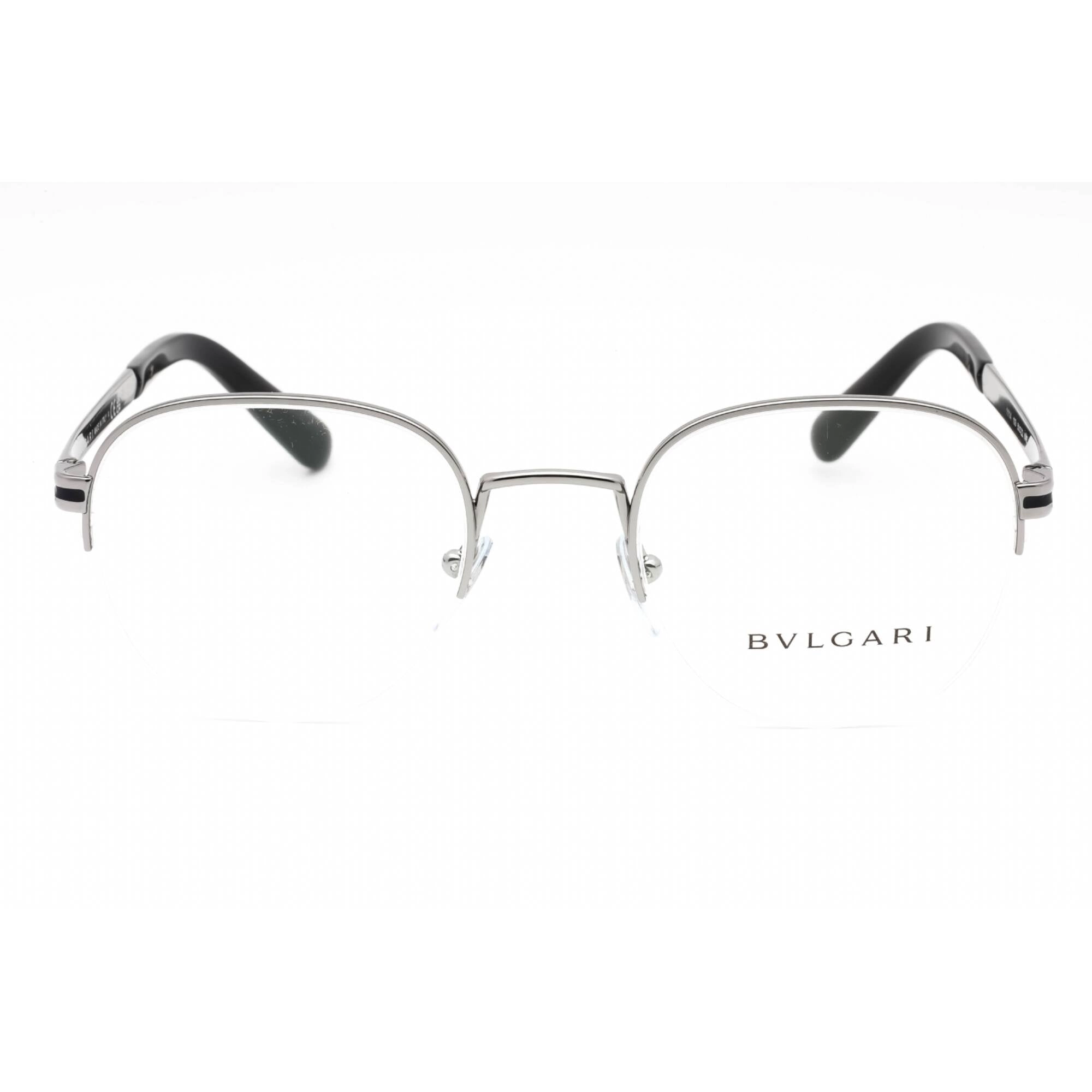 Bvlgari Men's Eyeglasses - Gunmetal Metal Half Rim Oval Frame Clear Lens | 0BV1114 103