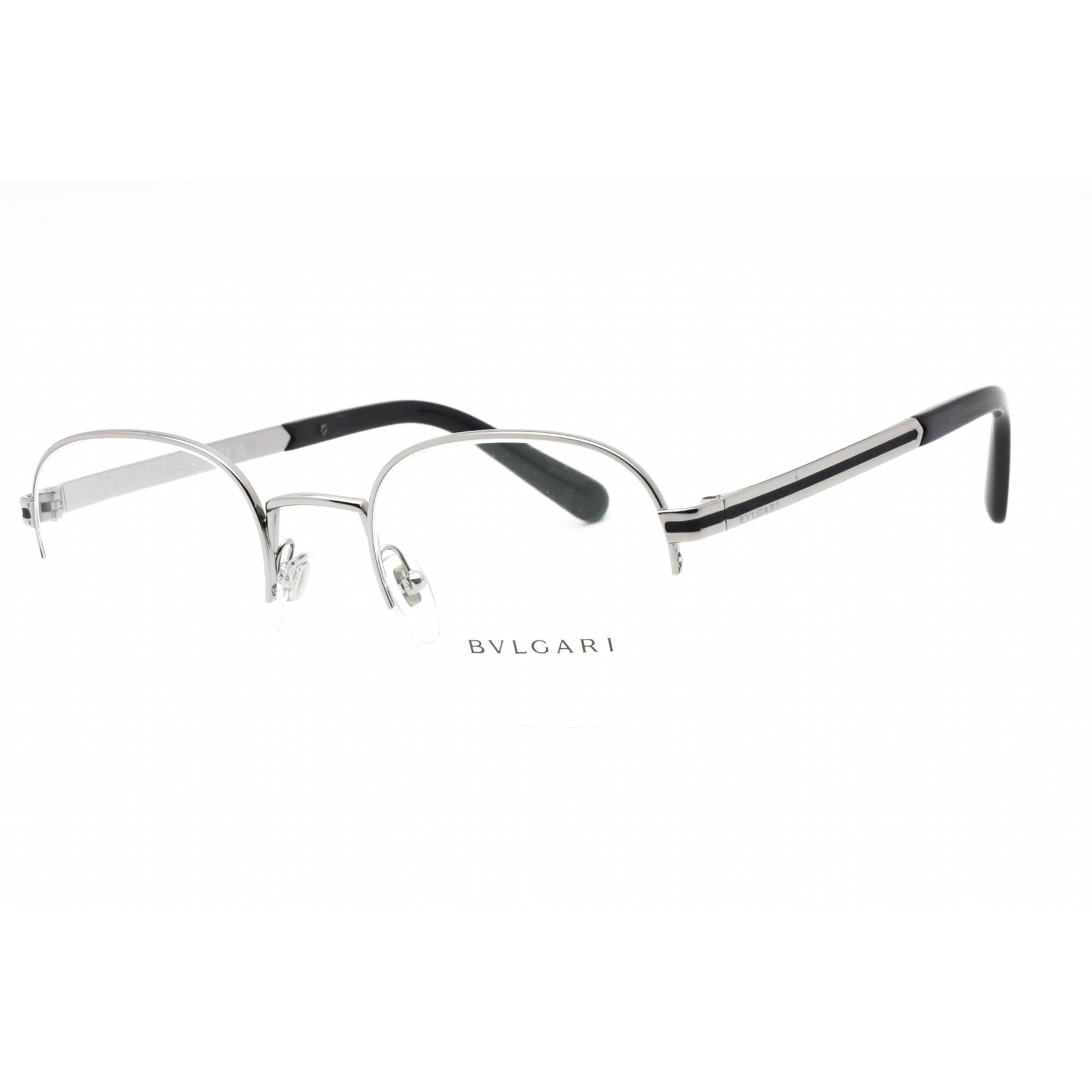 Bvlgari Men's Eyeglasses - Gunmetal Metal Half Rim Oval Frame Clear Lens | 0BV1114 103