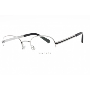 Bvlgari Men's Eyeglasses - Gunmetal Metal Half Rim Oval Frame Clear Lens | 0BV1114 103