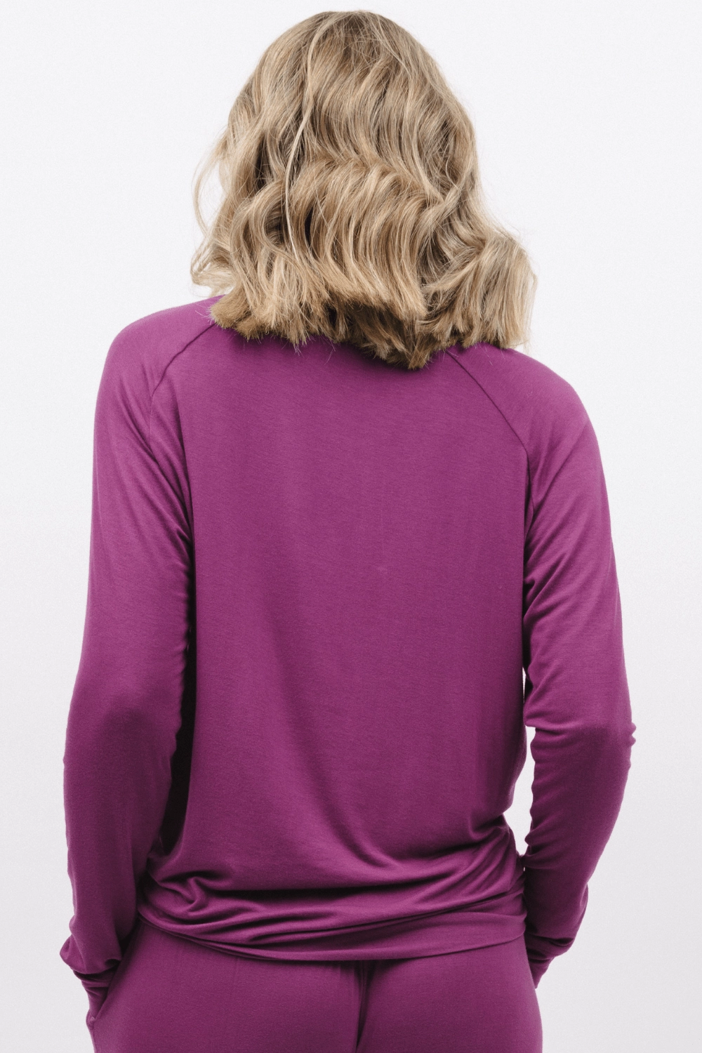 Carina Long Sleeve Slouch Jersey Top Magenta, Size UK 8