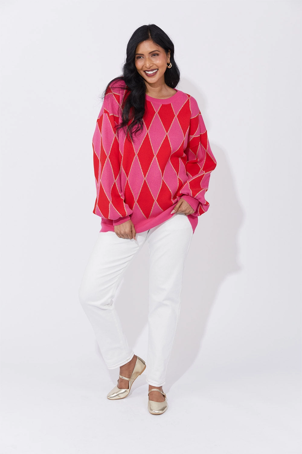 Casablanca Lurex Jumper in Pink