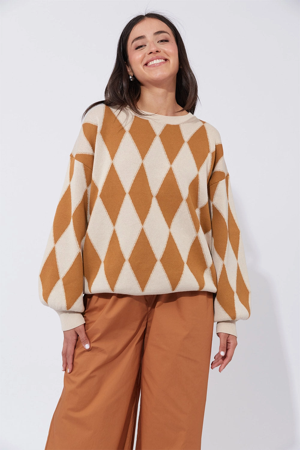 Casablanca Lurex Jumper in Sand