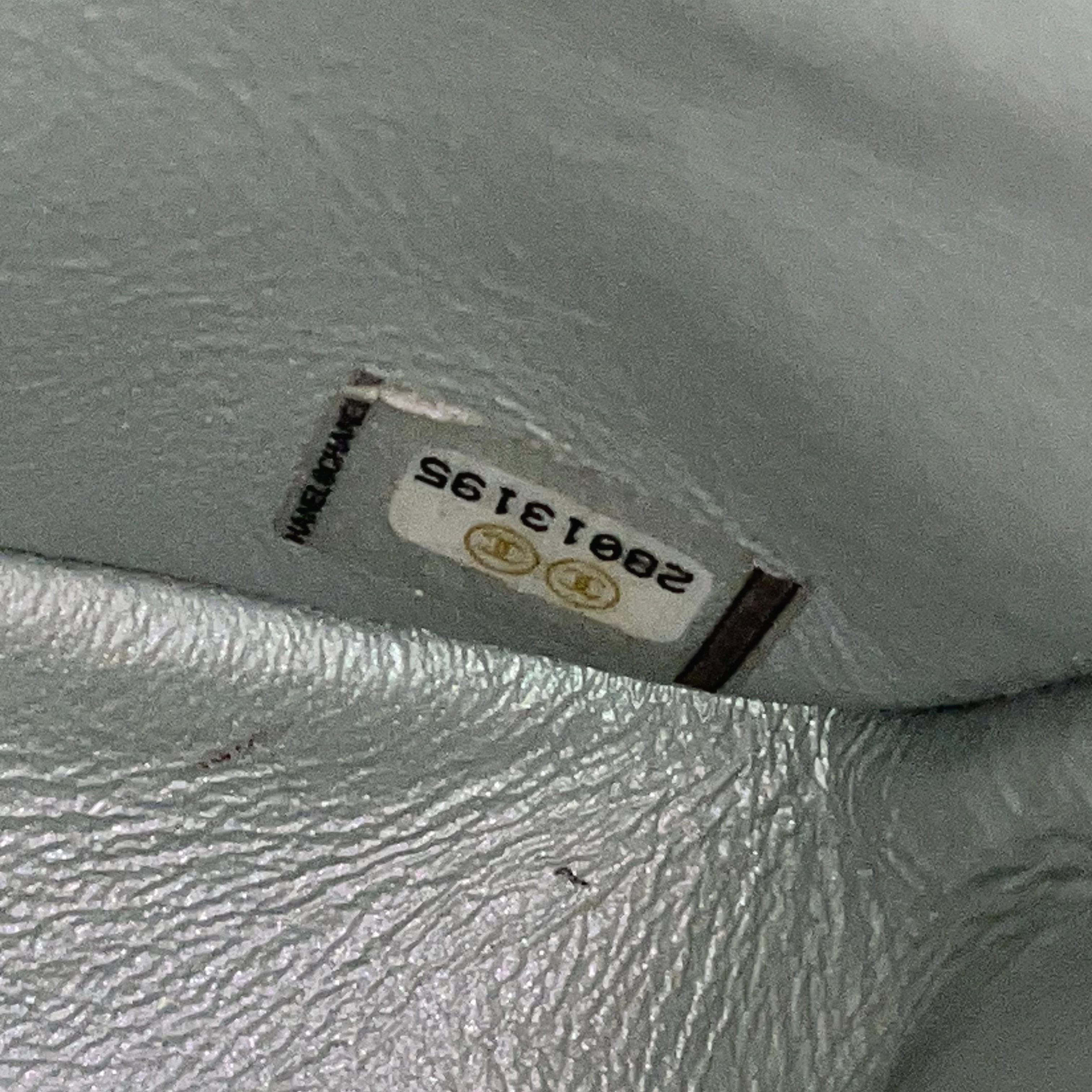 CHANEL Double Flap Medium Light Blue Iridescent Lambskin Leather Shoulder Bag