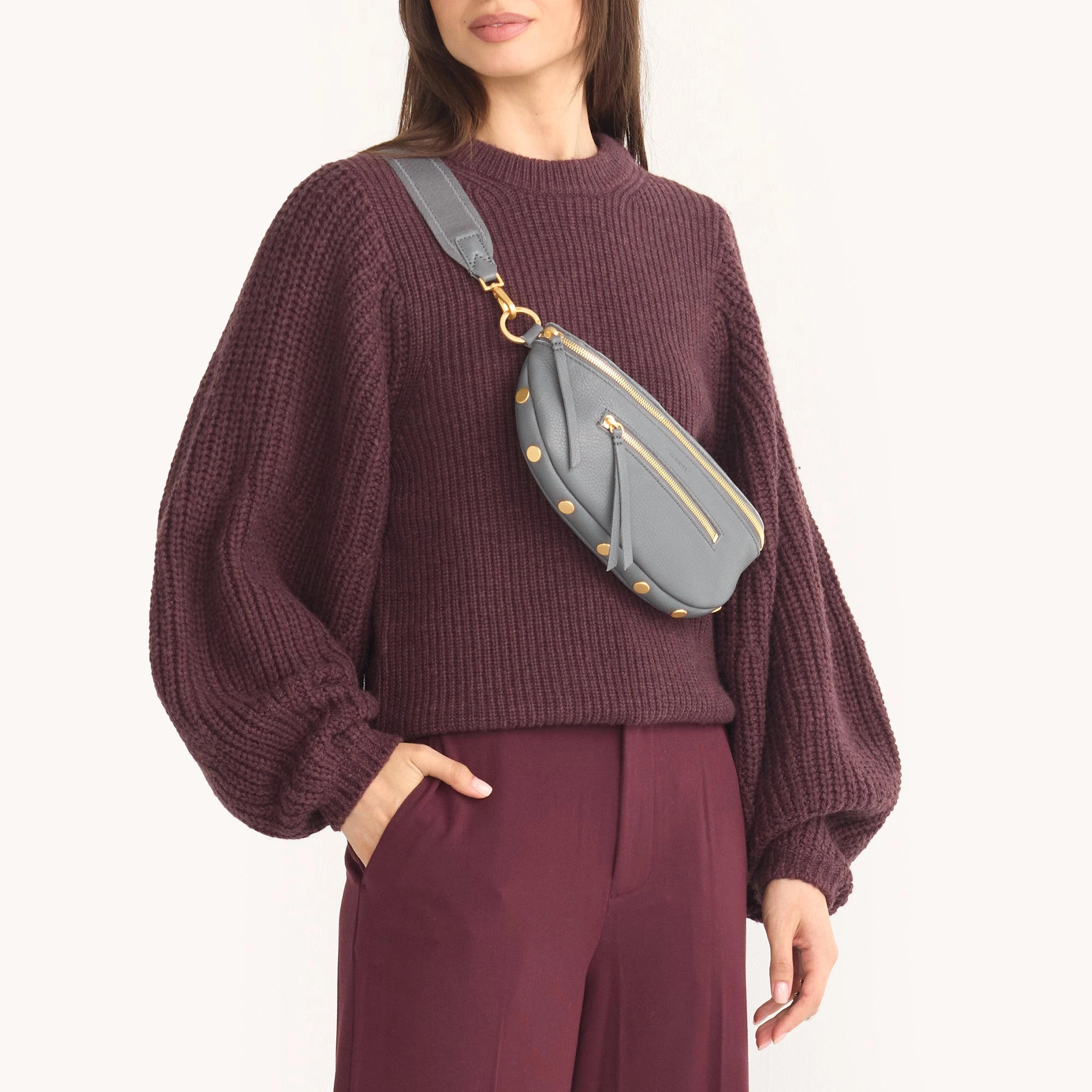 Charles Crossbody | Sonnet Grey/Brushed Gold | Med