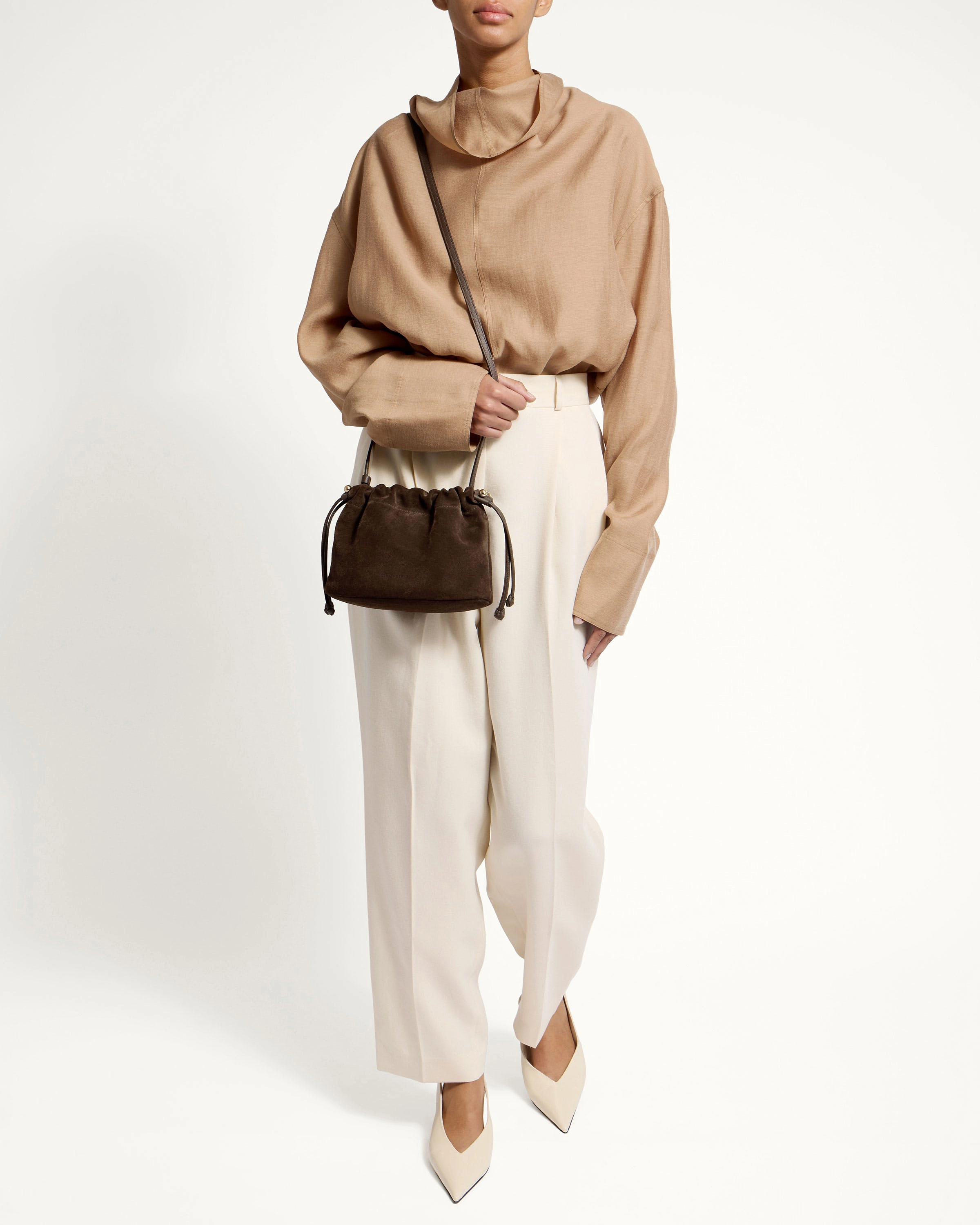 Charlotte Drawstring - Chocolate Suede