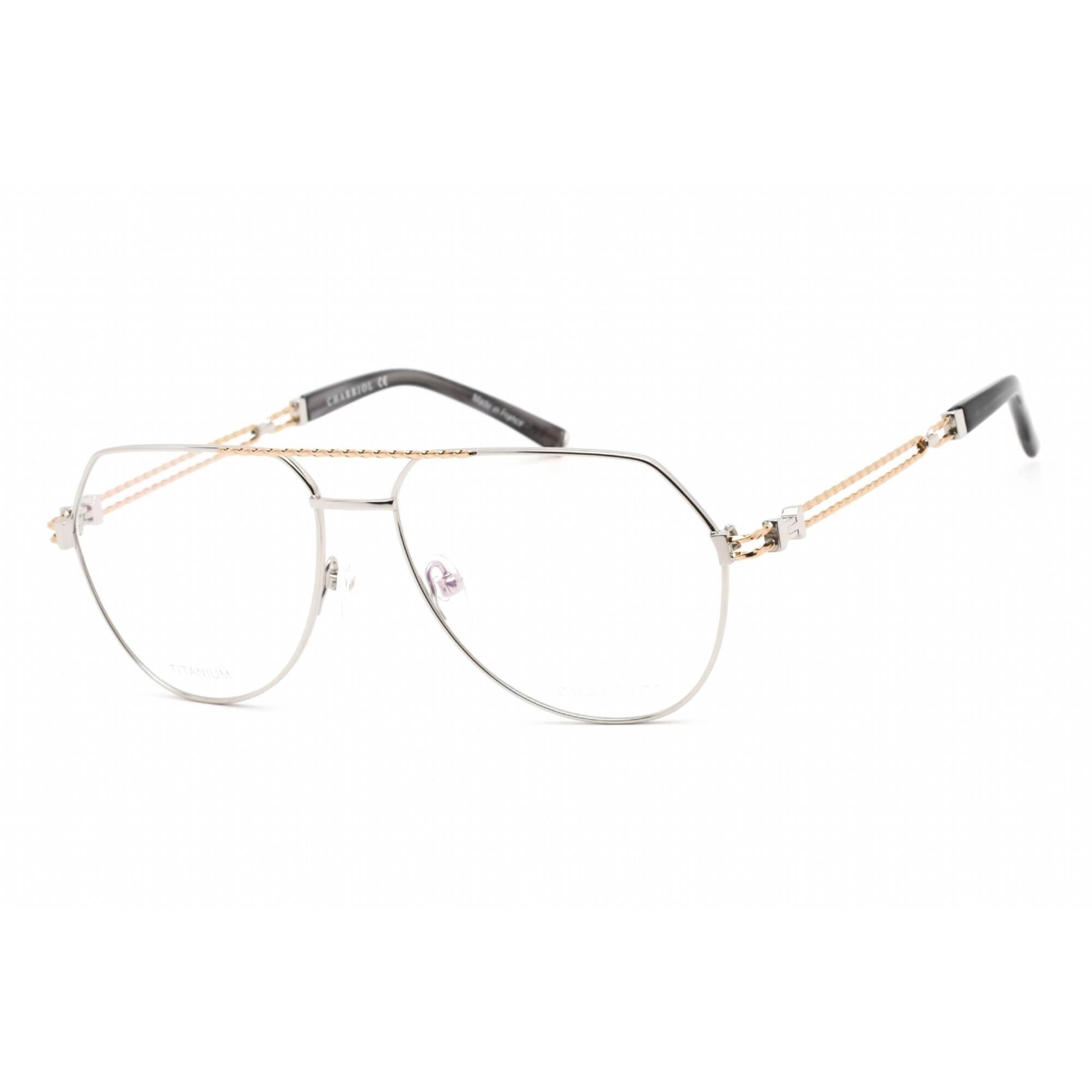 Charriol Men's Eyeglasses - Shiny Silver/Gold Titanium Aviator Frame | PC75086 C02
