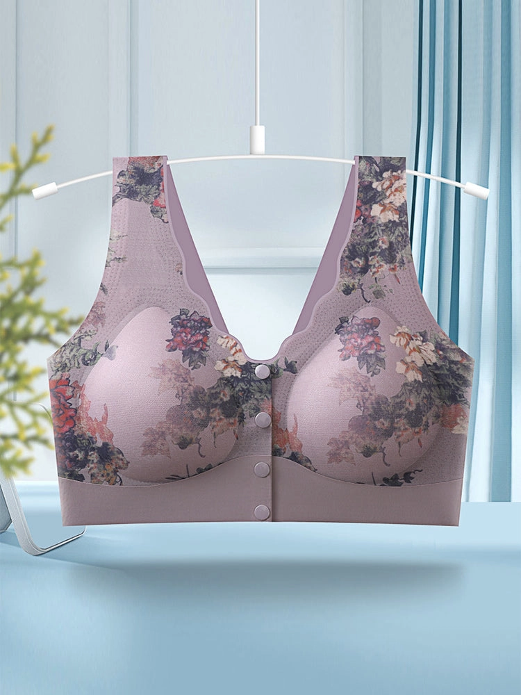 Comfort Front Closure Floral Printed Wireless Bra
