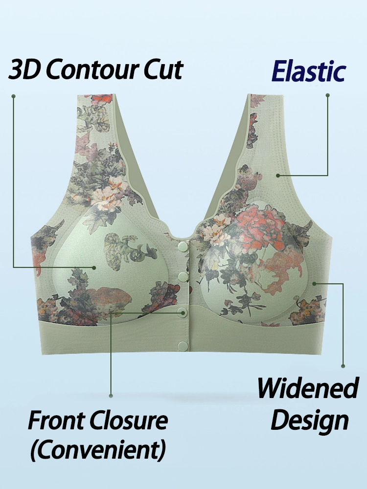 Comfort Front Closure Floral Printed Wireless Bra