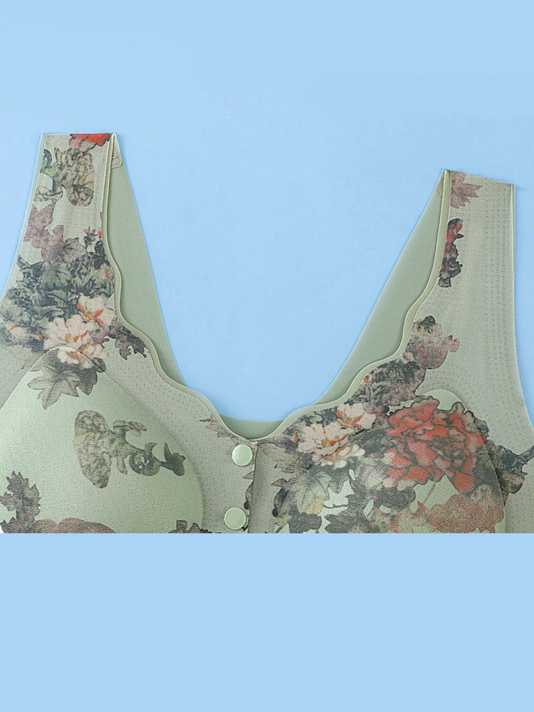 Comfort Front Closure Floral Printed Wireless Bra