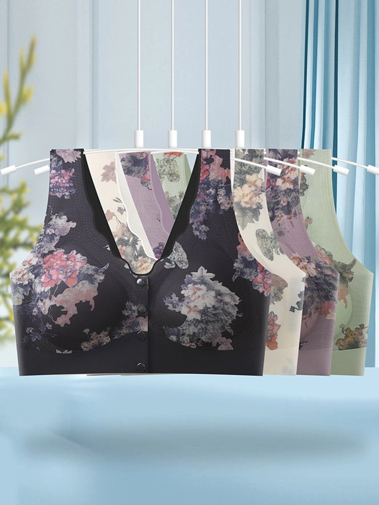 Comfort Front Closure Floral Printed Wireless Bra