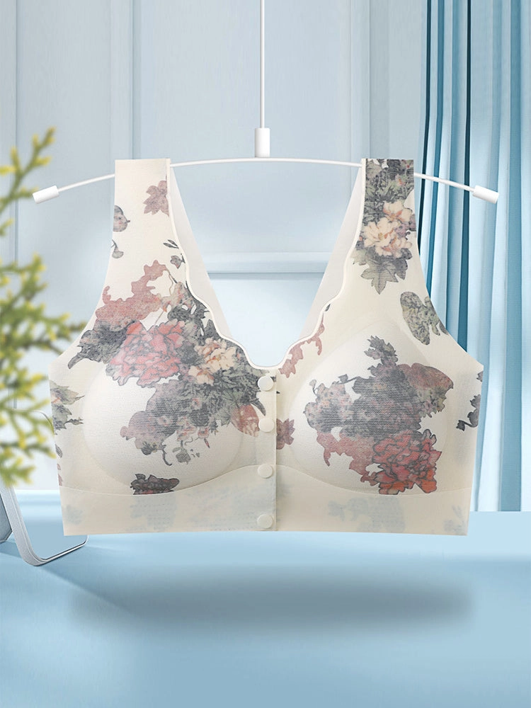 Comfort Front Closure Floral Printed Wireless Bra