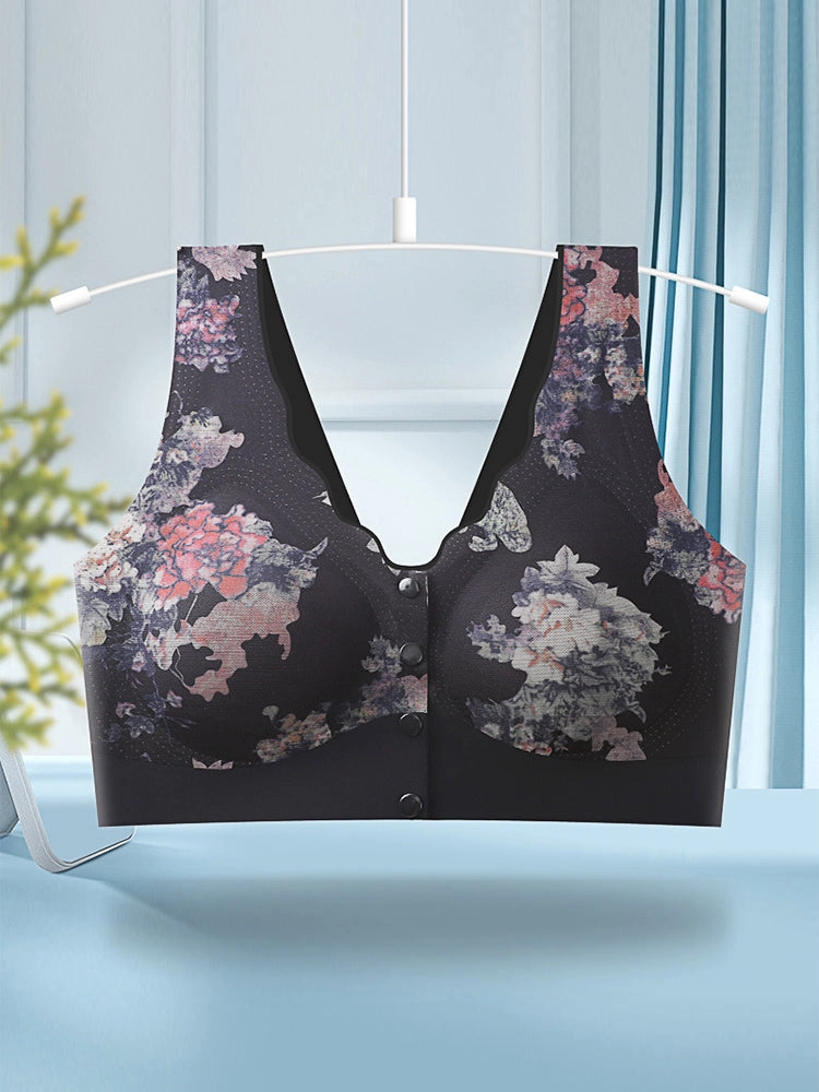 Comfort Front Closure Floral Printed Wireless Bra