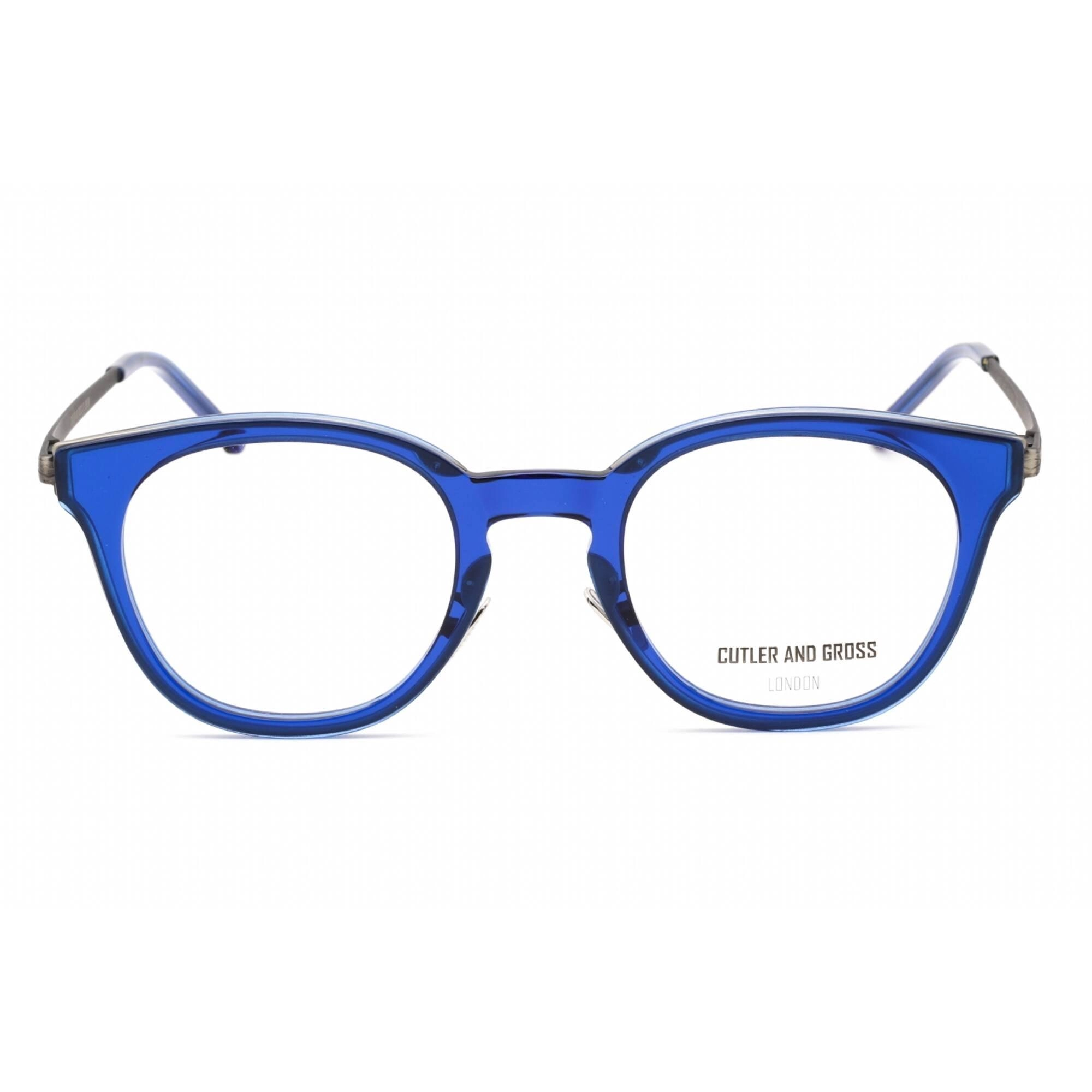 Cutler And Gross Unisex Eyeglasses - Silver/Blue Cat Eye Frame Clear Lens | CG1275 006