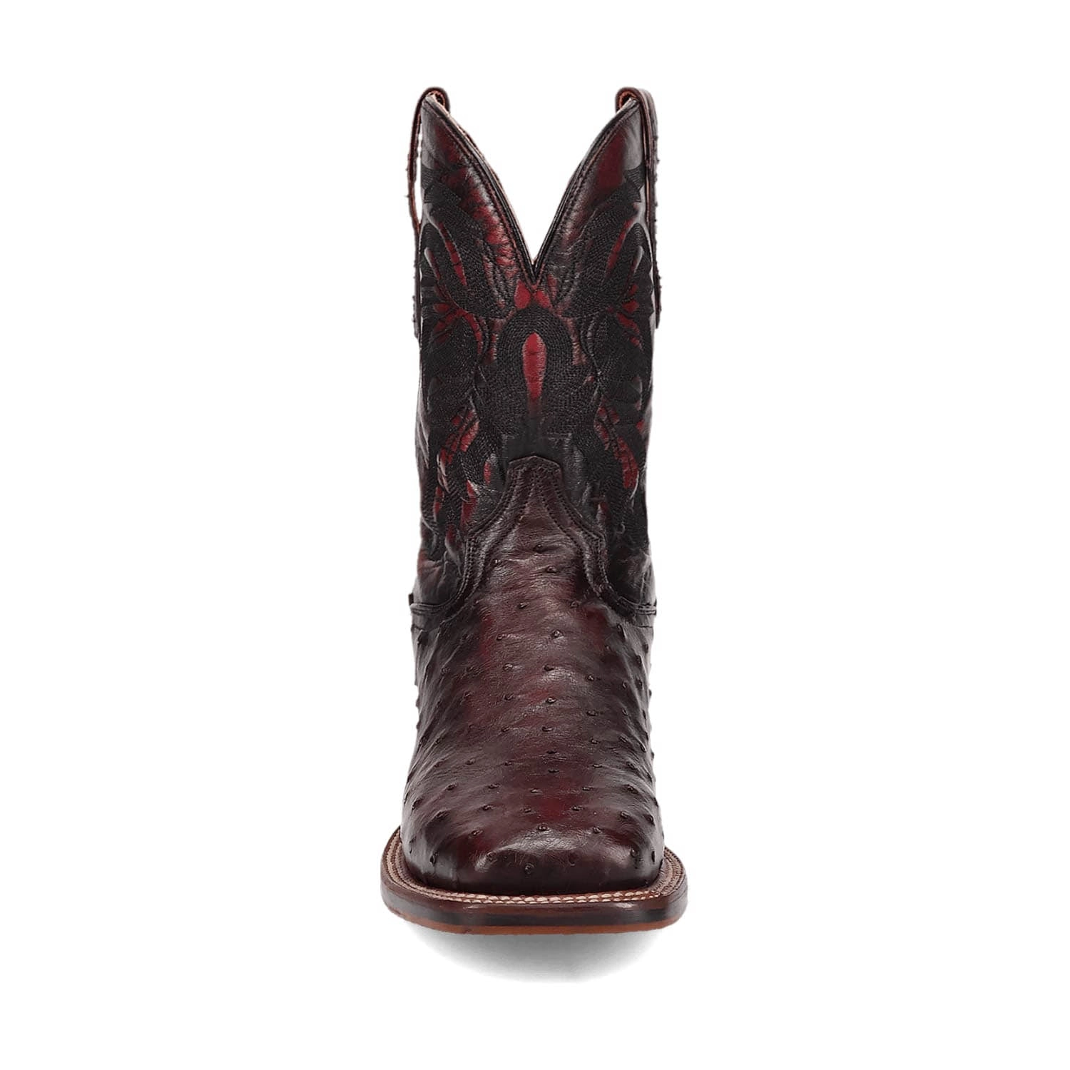 Dan Post Mens Alamosa Black Cherry Full Quill Ostrich Cowboy Boots