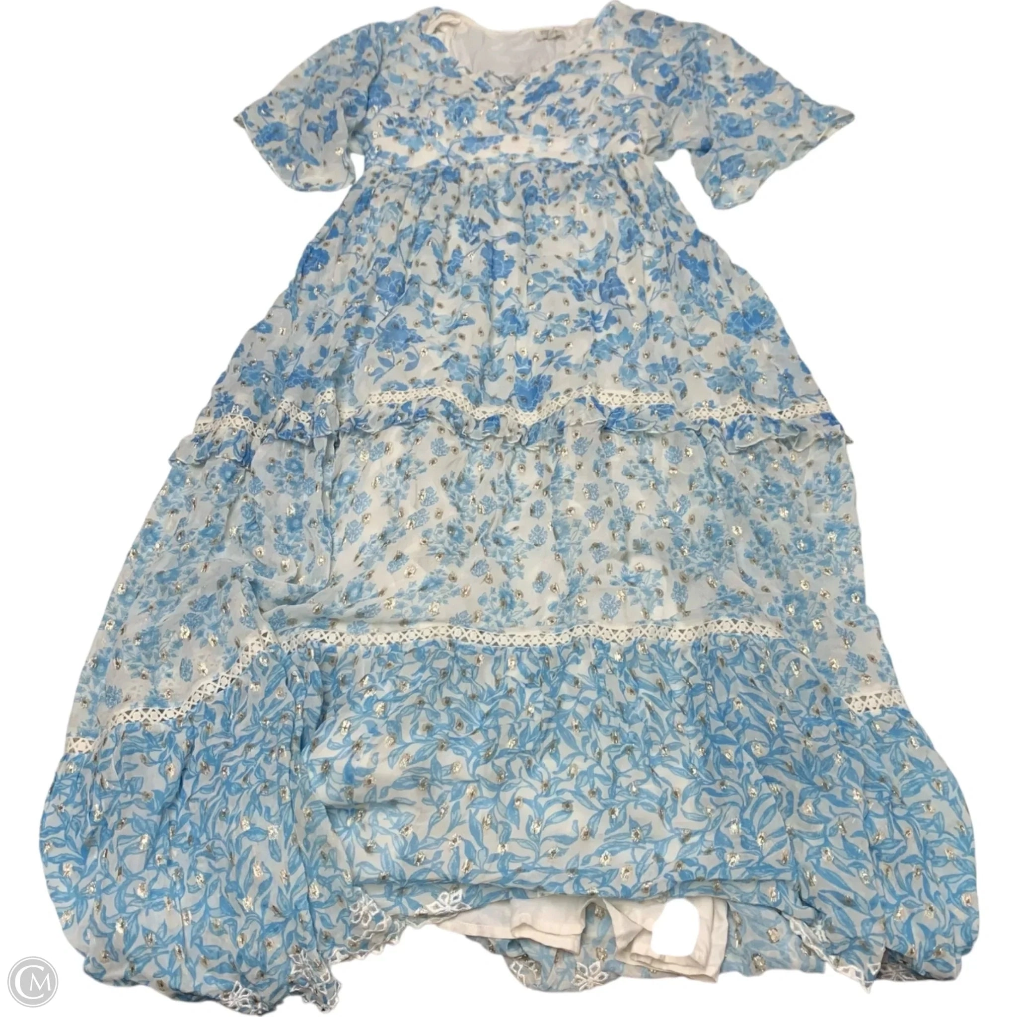 Dress Casual Maxi By Hemant & Nandita In Blue & White, Size: M