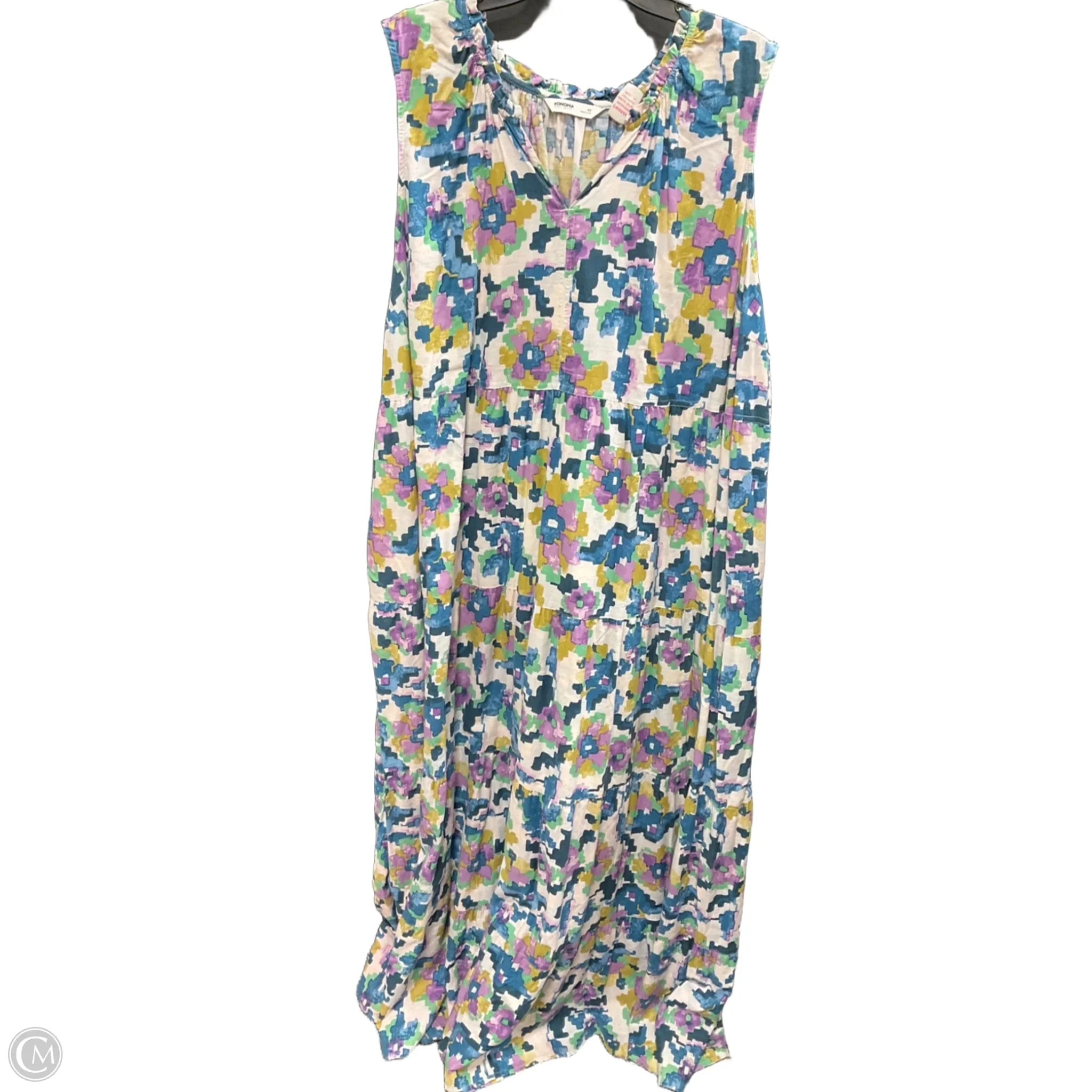 Dress Casual Maxi By Sonoma In Blue & Green, Size: 4x