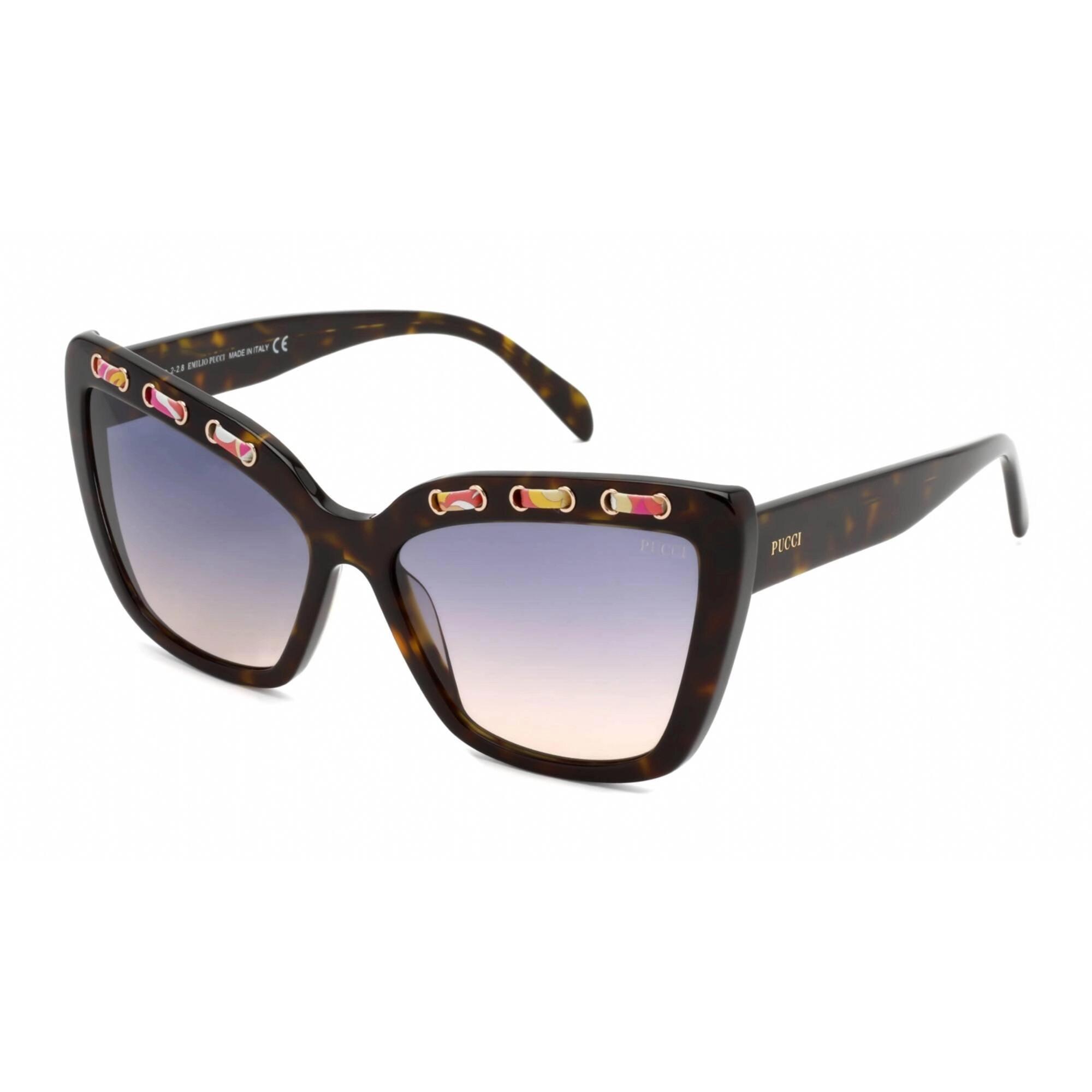 Emilio Pucci Women's Sunglasses - Shiny Dark Havana Cat Eye Shape Frame | EP0101 52B