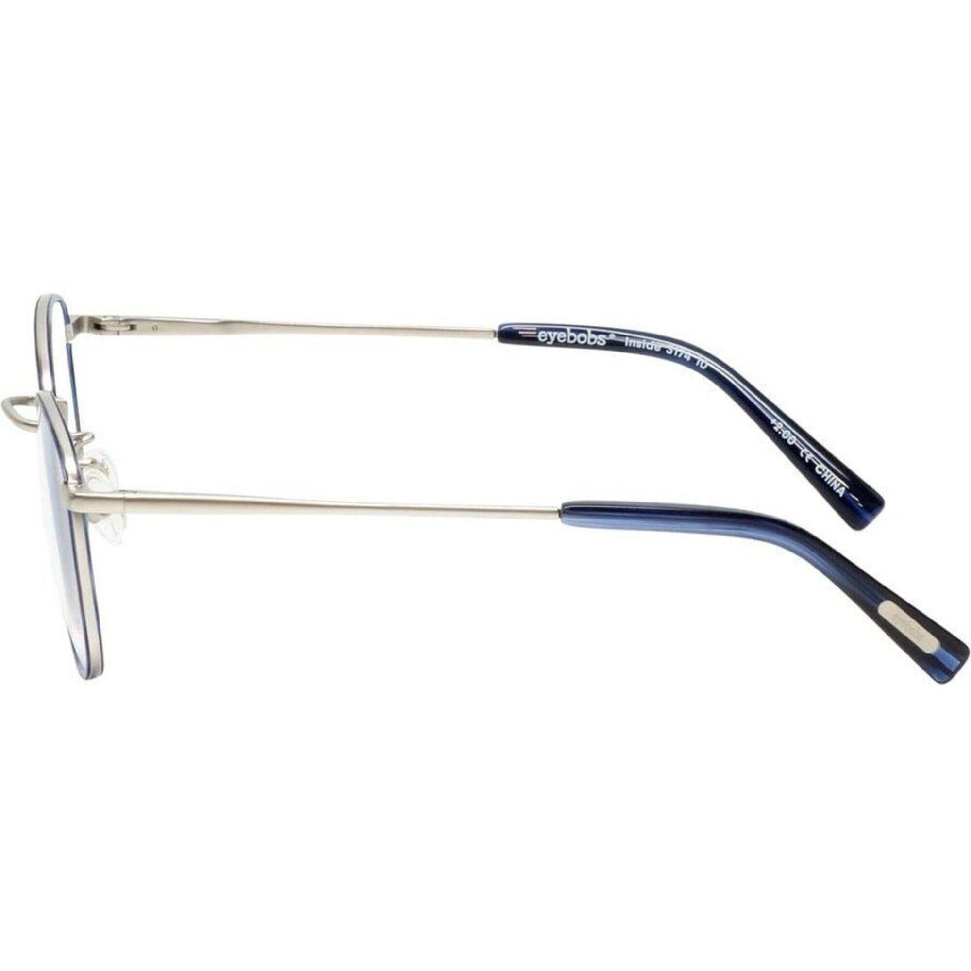 Eyebobs Unisex Reading Glasses - Blue Silver Metal Frame,  3.00 | EYEBOBS 3174 010