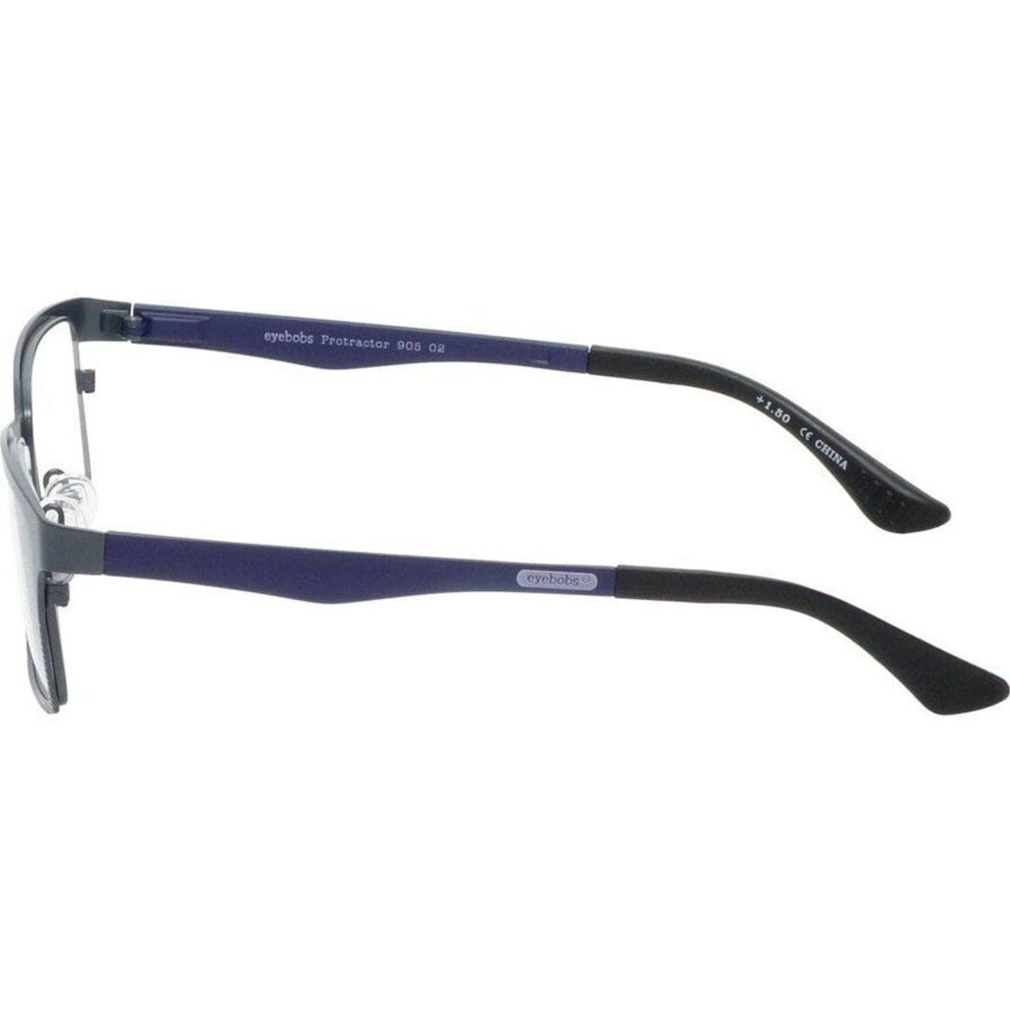 Eyebobs Unisex Reading Glasses - Gun Blue Rectangular Frame,  3.00 | EYEBOBS 905 002