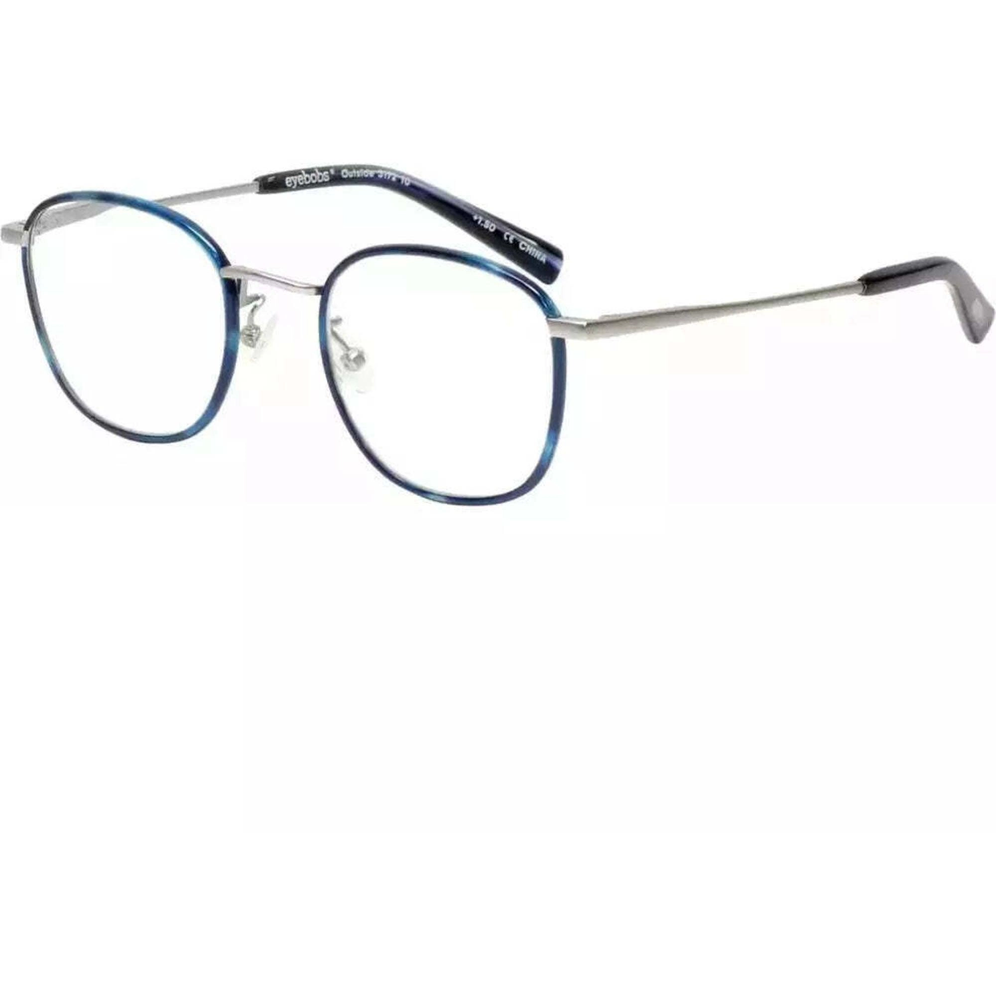 Eyebobs Unisex Reading Glasses - Silver Blue Metal Frame,  1.25 | EYEBOBS 3172 010