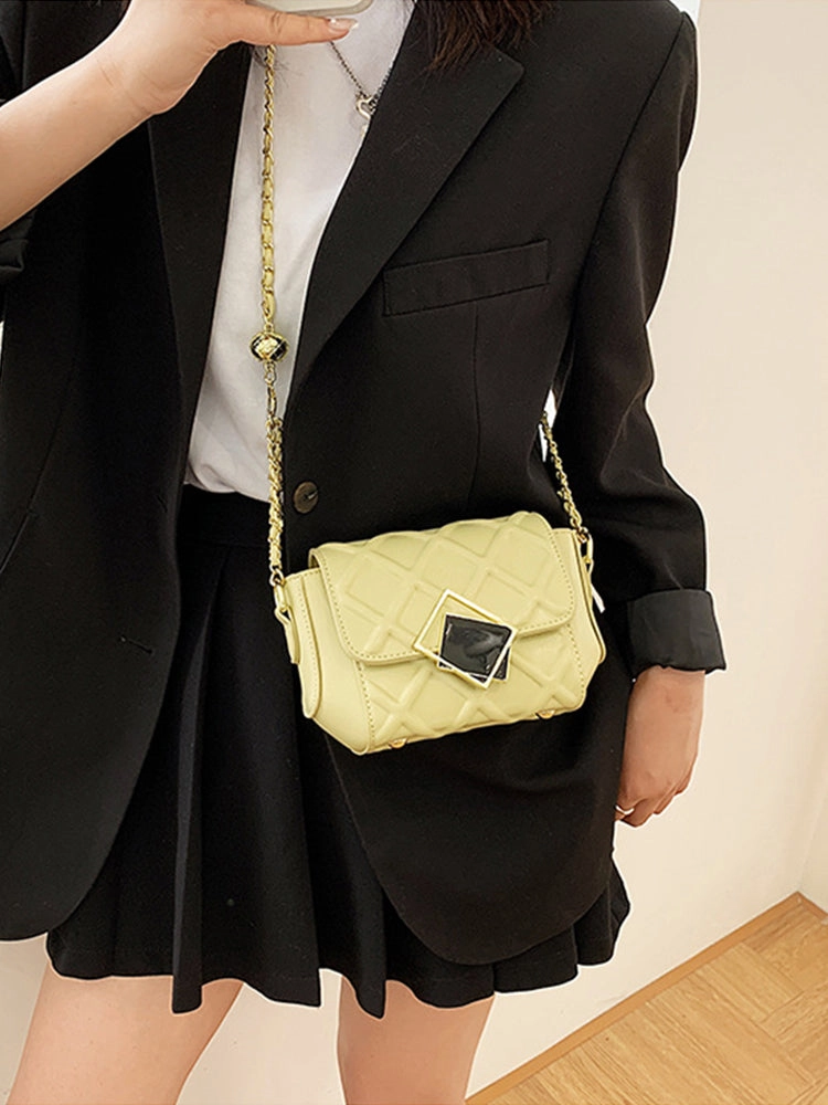 Fashion Diamond Pattern Chain Shoulder Strap Crossbody Bag