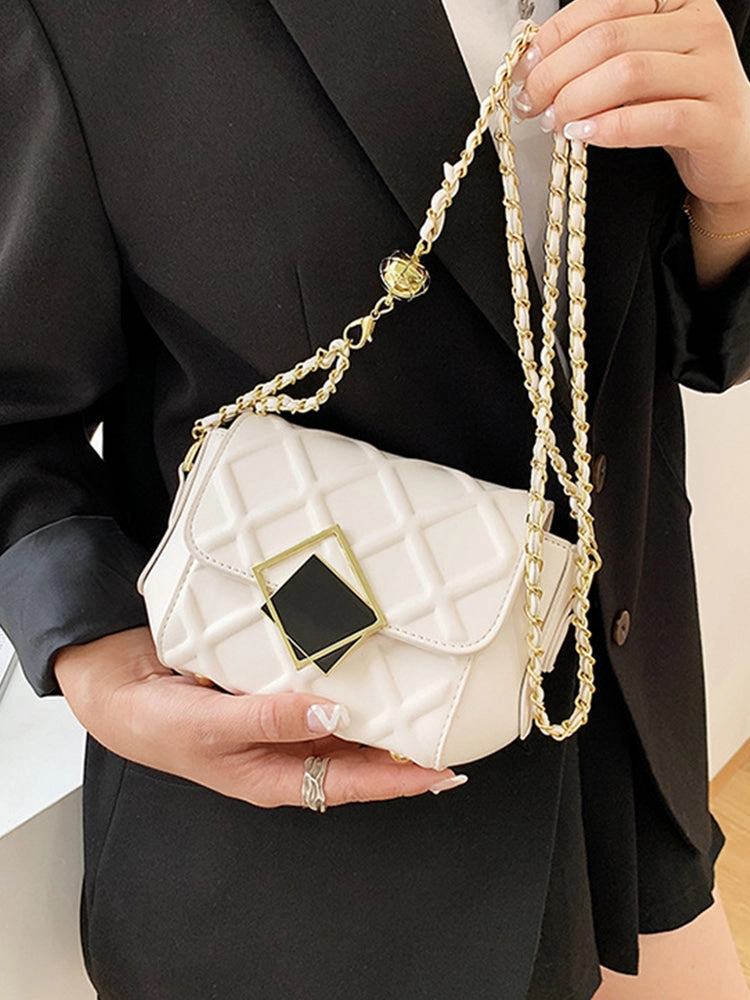 Fashion Diamond Pattern Chain Shoulder Strap Crossbody Bag