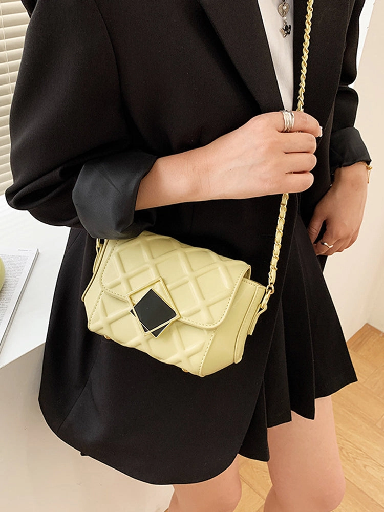 Fashion Diamond Pattern Chain Shoulder Strap Crossbody Bag