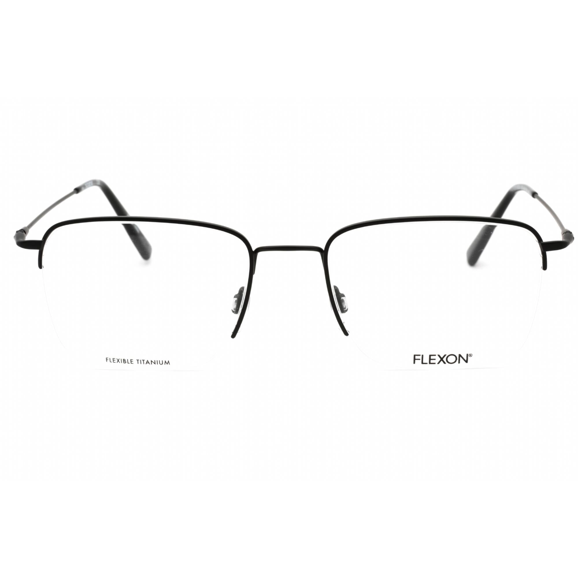 Flexon Men's Eyeglasses - Black Metal Rectangular Half Rim Frame | FLEXON H6041 001