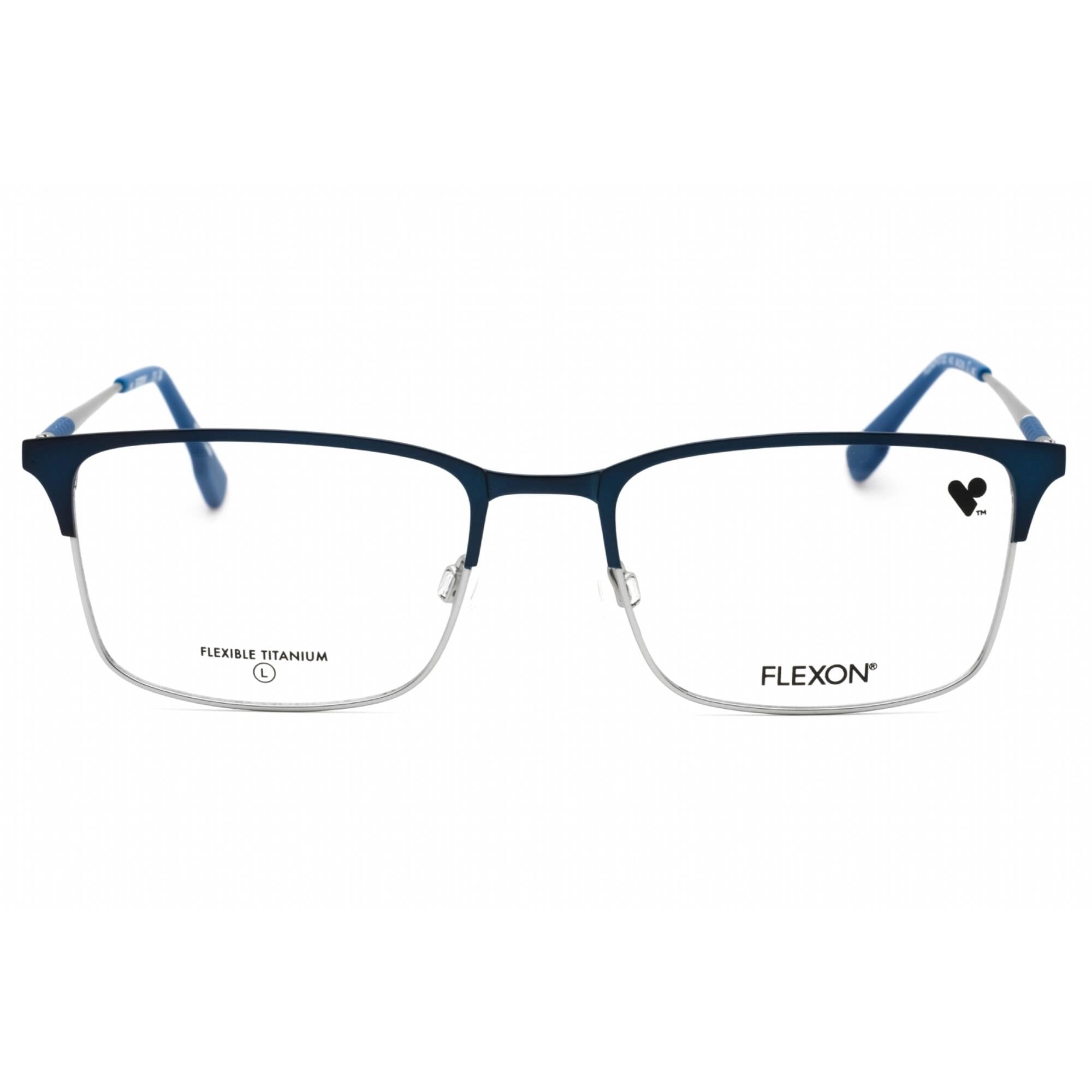 Flexon Men's Eyeglasses - Matte Navy/Silver Metal Rectangular Frame | FLEXON E1132 410
