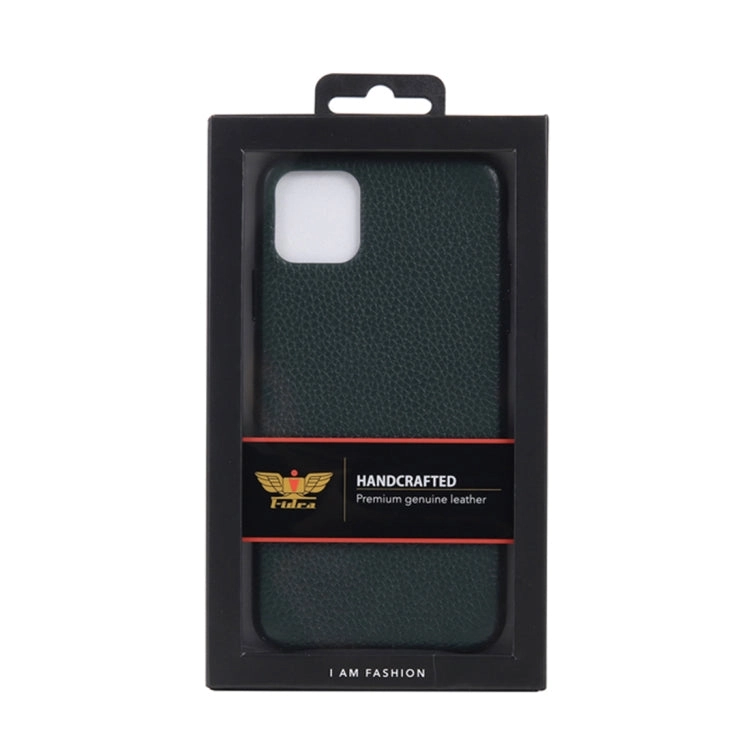 For iPhone 11 Pro Cowhide Leather Back Cover Semi-wrapped Shockproof Case