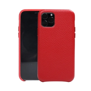 For iPhone 11 Pro Cowhide Leather Back Cover Semi-wrapped Shockproof Case