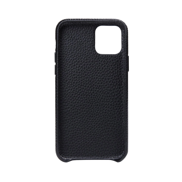 For iPhone 11 Pro Cowhide Leather Back Cover Semi-wrapped Shockproof Case