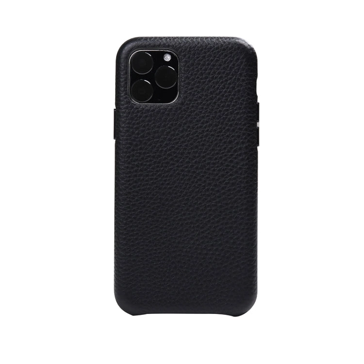 For iPhone 11 Pro Cowhide Leather Back Cover Semi-wrapped Shockproof Case