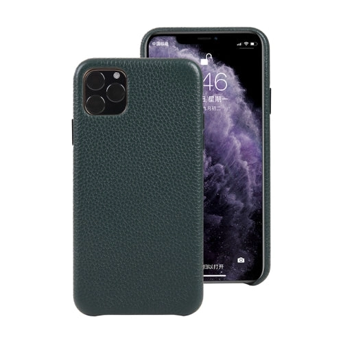 For iPhone 11 Pro Cowhide Leather Back Cover Semi-wrapped Shockproof Case