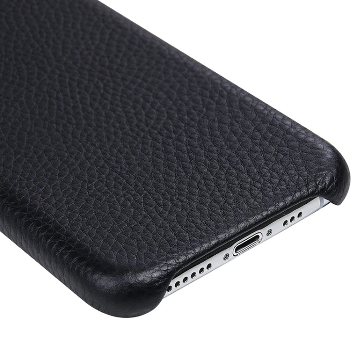For iPhone 11 Pro Cowhide Leather Back Cover Semi-wrapped Shockproof Case